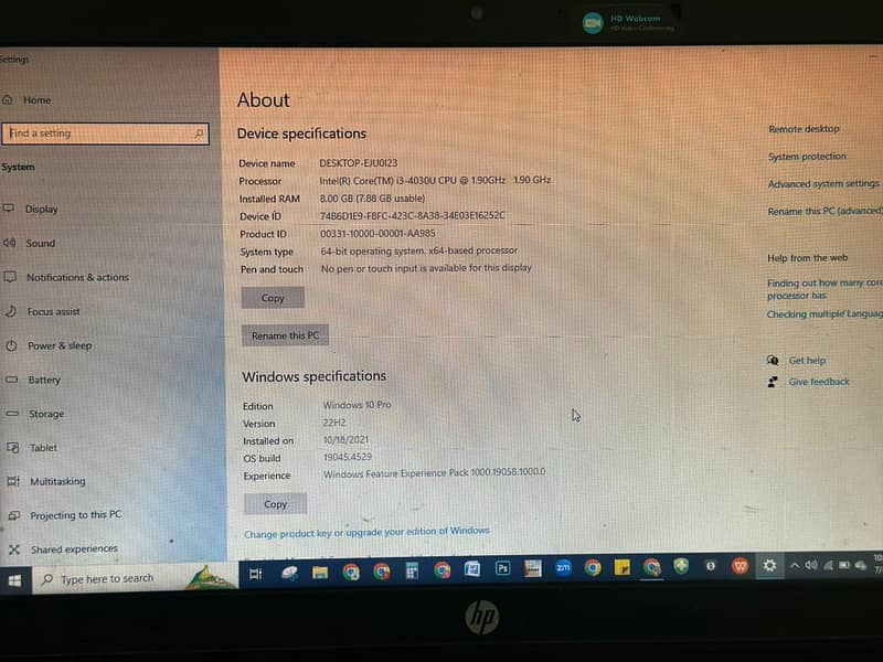 Hp Pro Book 4 th Gen Core i 3 For Sale with SSD 2
