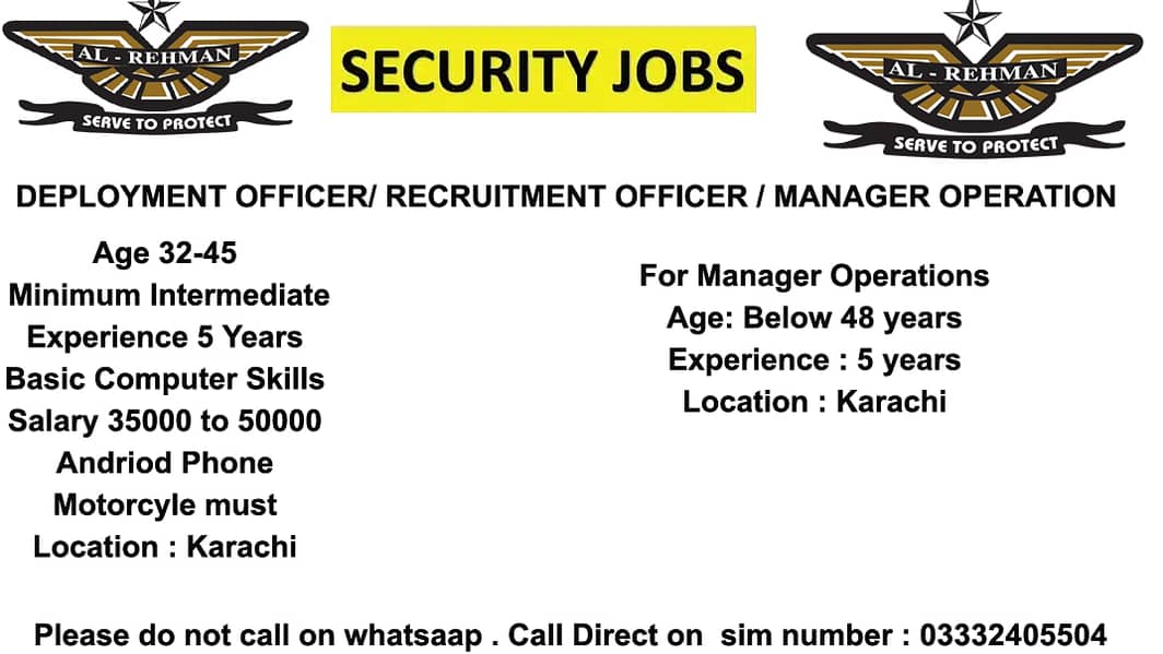 Security & Body Guards/ Deployment Officer / Manager Operation 1