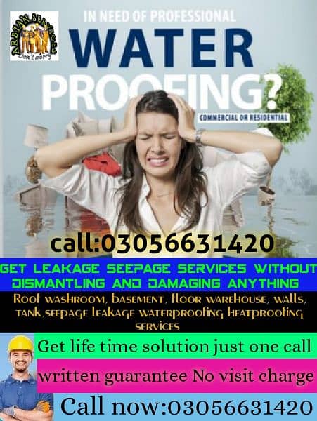 waterproofing leakage seepage washroom roof tank service 0