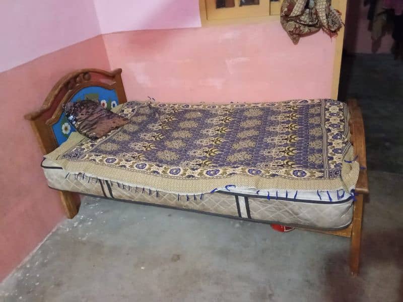 single bed wooden with mattress 2