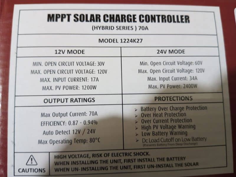 MPPT charge controller simtek 70 ampare 0