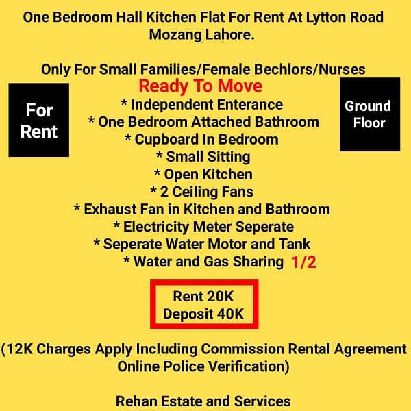 Ground Floor Family Flat For Rent At Lytton Road Mozang Lahore 0