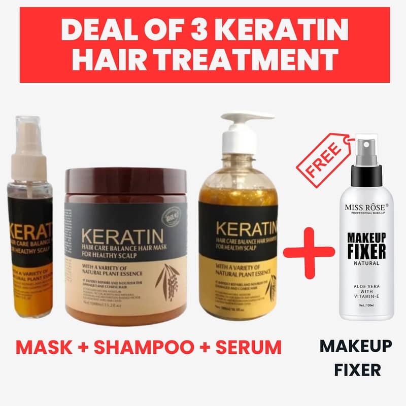 Deal of 3 Keratin Hair Treatment | Hair Mask + Hair Shampoo + Hair Ser 0