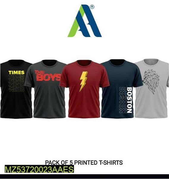 Men's pack of 5 printed T-shirts. free delivery available in PAKISTAN. 1