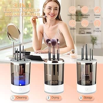 Makeup Brush Cleaner,Automatic Cosmetic Brush Cleaner Tools All Size 1
