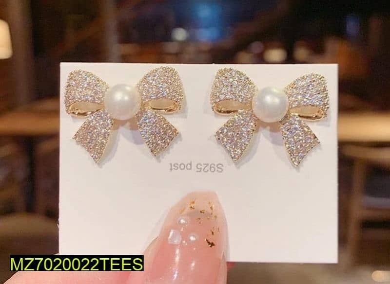 Bow Tie Gold Plated Zircon Studs 1