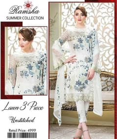 3 pcs womens unstitched lawn embroided suit