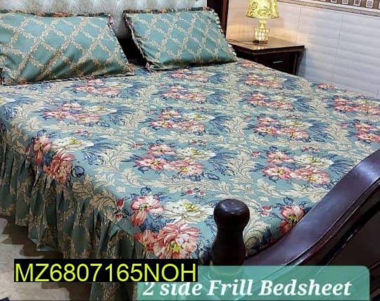 3pcs Cotton Salonica Patches work Frill double  Bedsheet 0