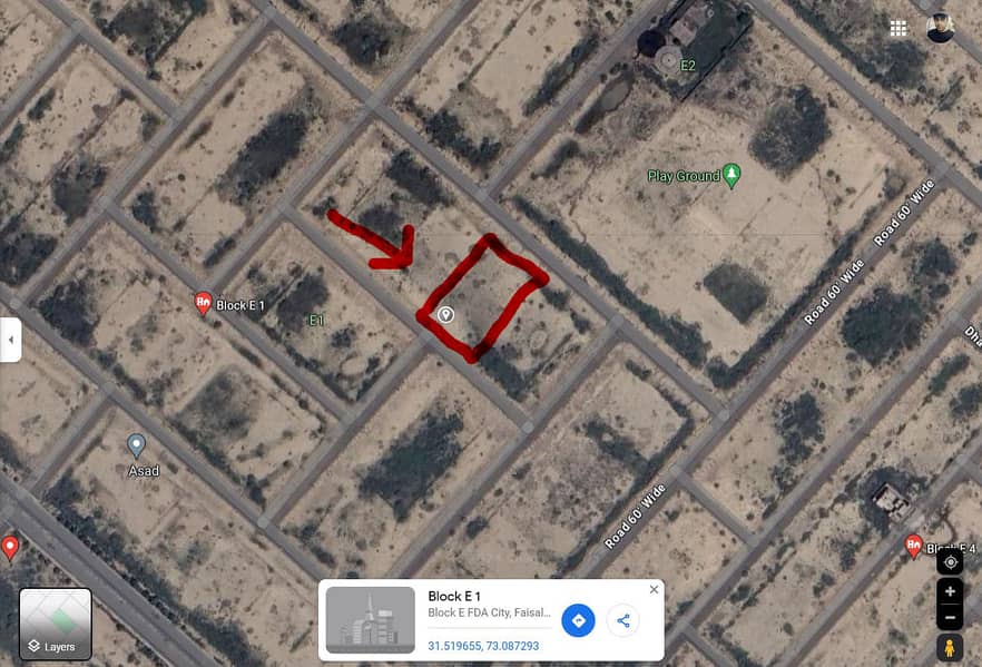 20 Marla Residential Plot, 141 Block E1, FDA City, Faisalabad 0