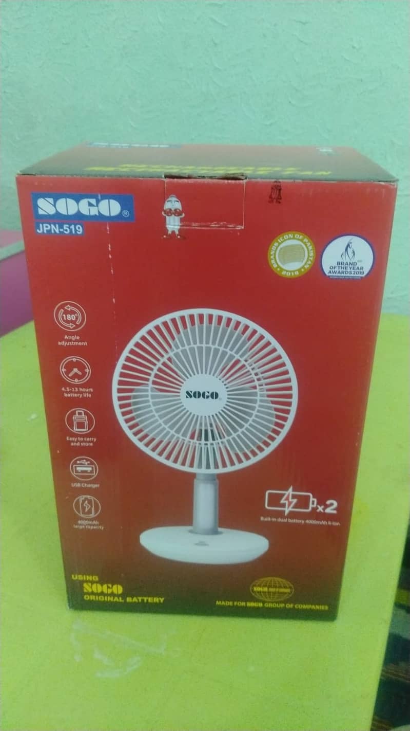 Sogo Rechargeable Fan With lamp 6
