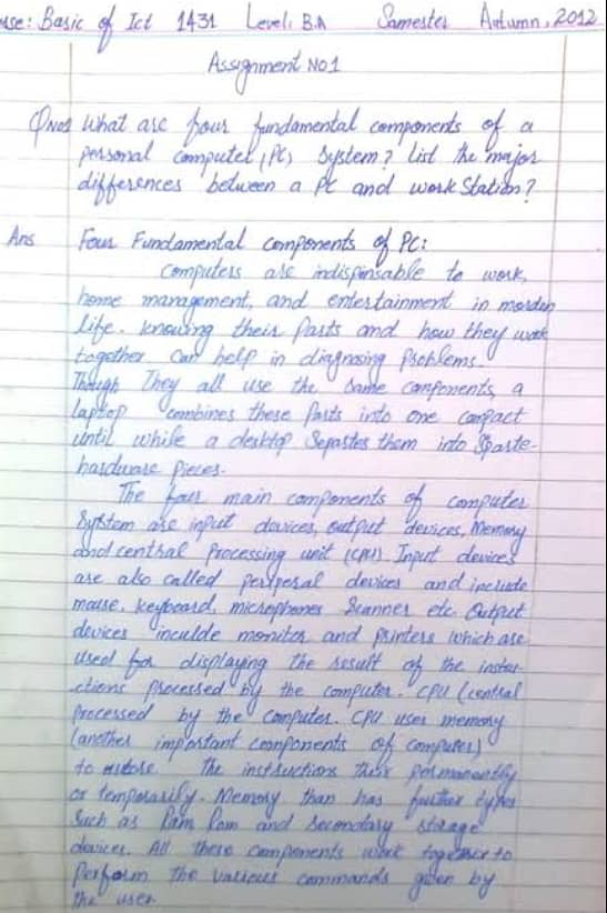 Handwriting Assignment Work 1