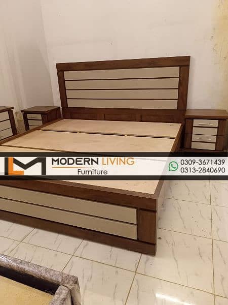 Modern King size bed with 2 side tables best quality 3