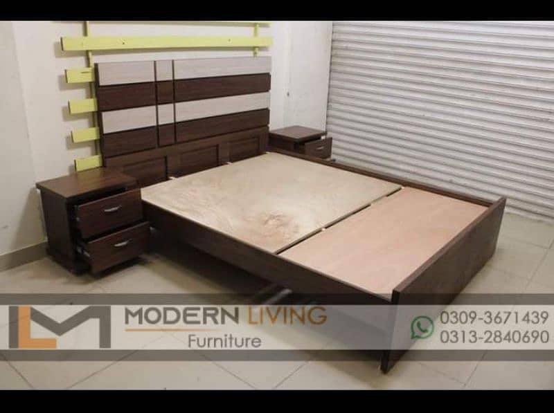 Modern King size bed with 2 side tables best quality 5