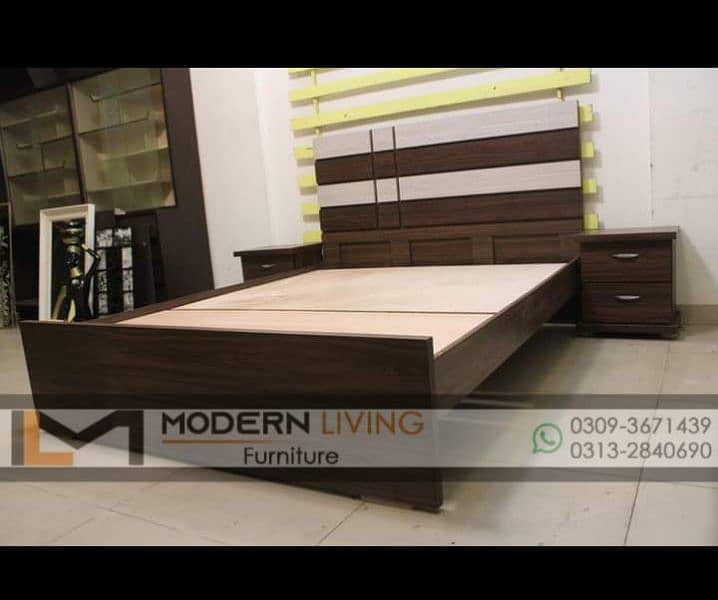 Modern King size bed with 2 side tables best quality 6