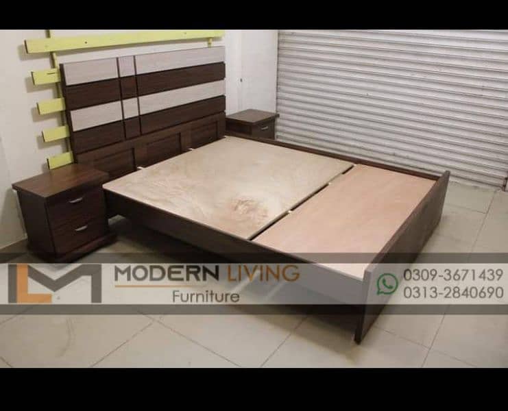 Modern King size bed with 2 side tables best quality 7