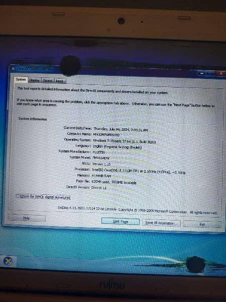 fujistu laptop i3 2nd generation 4