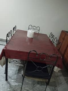 Six Seater Rod Iron Dining Table with Shelf,Available for Sale.