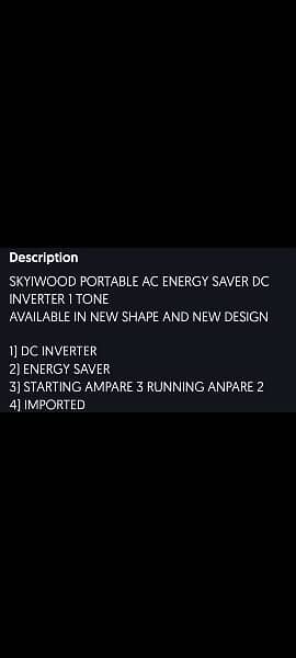 Skywood portable invertor heat & cool AC 4