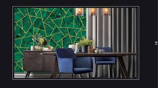 WALLPAPER IN GREEN AND BROWN COLOR WITH GOLDEN LINES 0