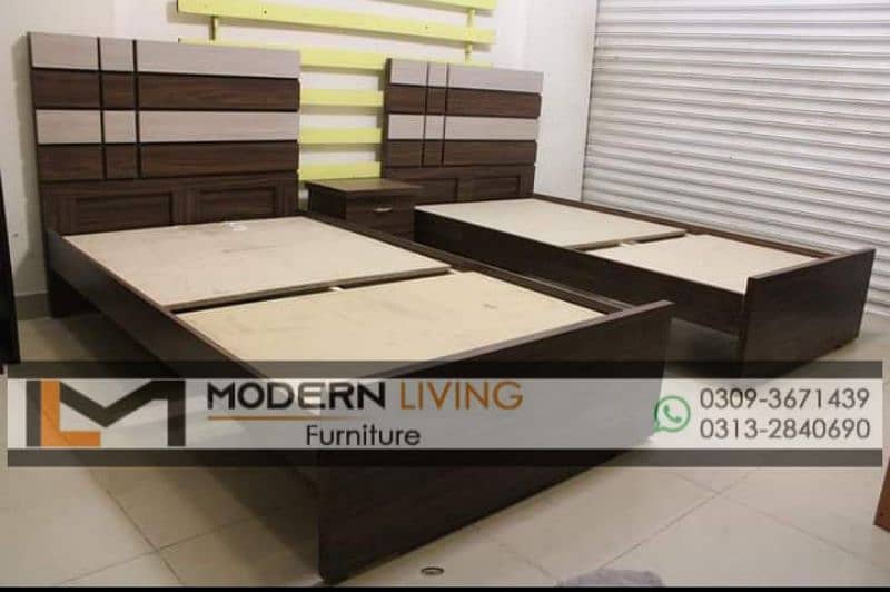 Modern 2 Single beds one side table best quality 0