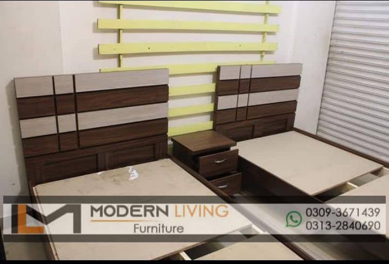 Modern 2 Single beds one side table best quality 2