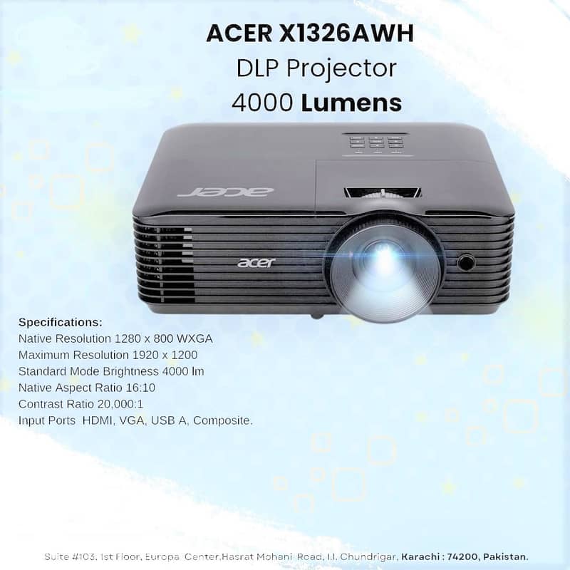 Acer X1326AWH 4000 Lumens WXGA DLP Projector 0