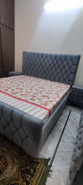 Bed set grey with 2 side table and dressing table 5