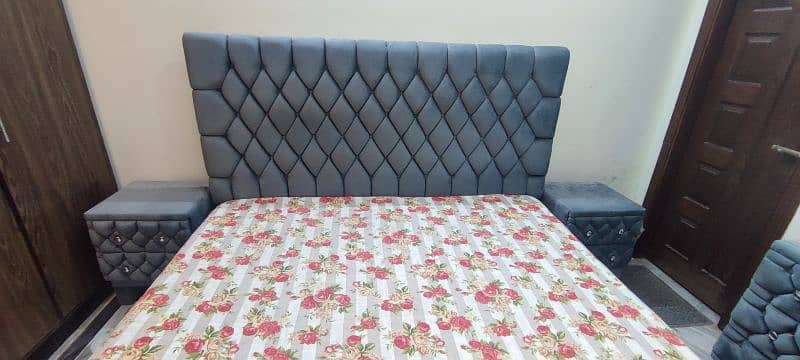 Bed set grey with 2 side table and dressing table 7