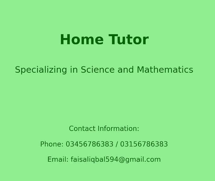 Home tutor for senior classes 8th to 12th, Mphil Mathematics 0