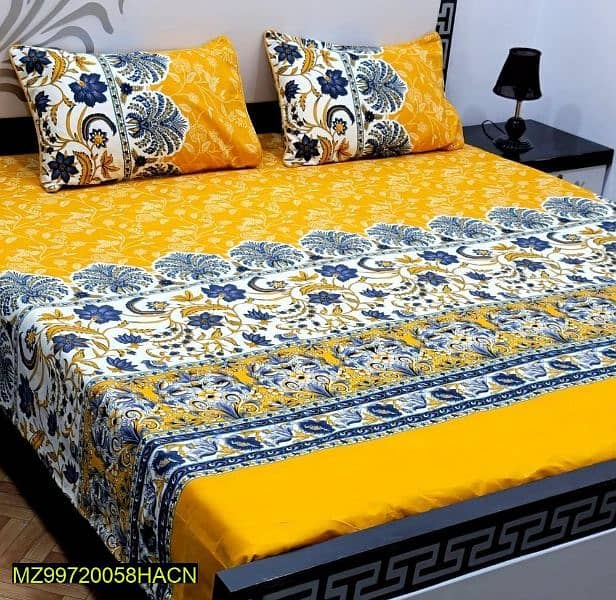3 pcs crystal cotton printed double bedsheets, 0