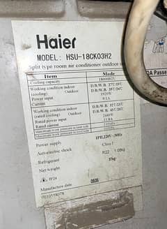 Haier 1.5 Ton (non inverter) working condition with gas