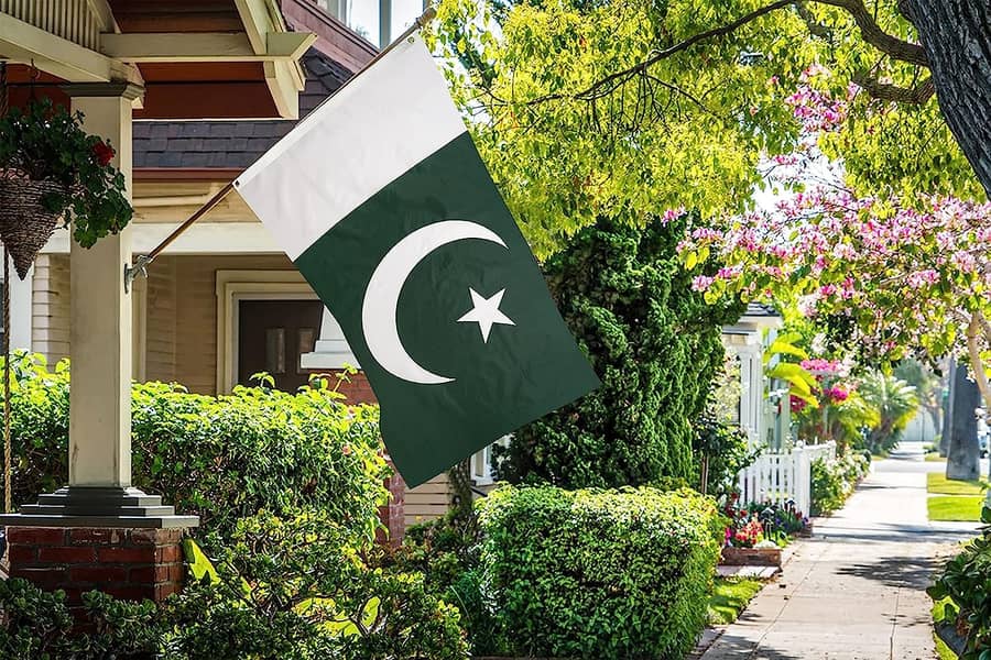 12 Feet Pakistani Flag with Wall-Mounted Outdoor Pole ,Palestine Flag 0