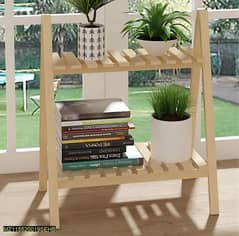 wooden plant stand two tier foldable flower  display  shelf rack