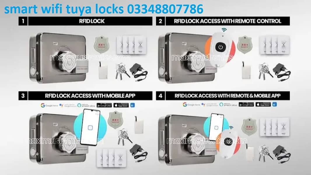 RF ID Smart tuya wifi remote electric magnetic main access door lock 0