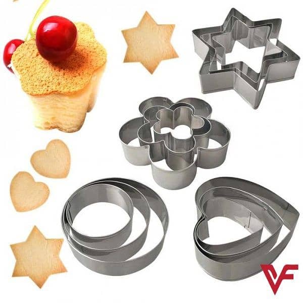 12 Pcs, Stainless Steel Cookie Cutter, Star, Heart, Fried Egg, Shaper, 4