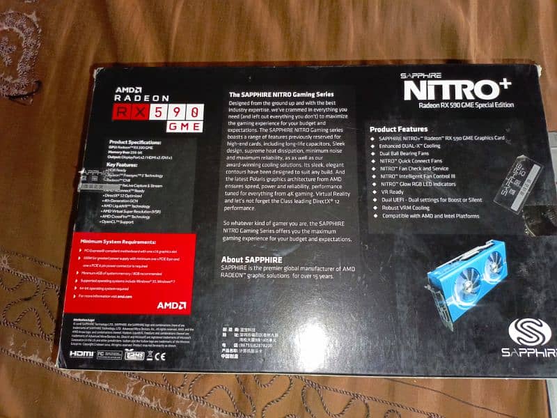 saphire nitro+ Rx 590 8gb 256bit DDR5 with box condition 10/10 2