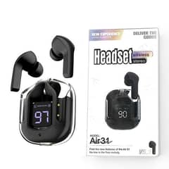 AIR 31 TWS ORIGINAL WITH BIG PACKING TRANSPARENT EARBUDS BLUETOOTH 5.3