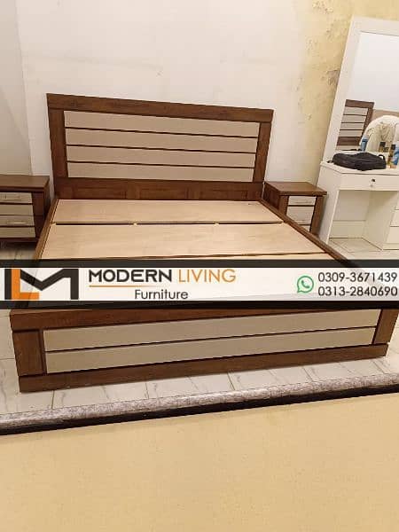 Modern King size bed 2 side tables best quality 1