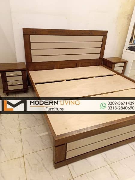 Modern King size bed 2 side tables best quality 6