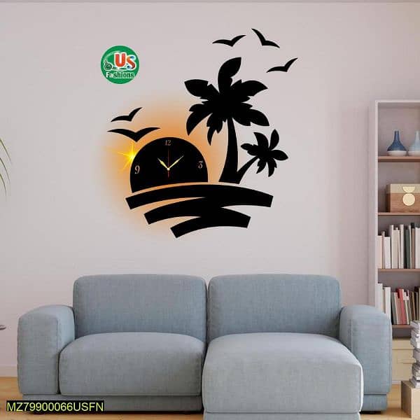 Sun rise art wooden 3D wall clock 0