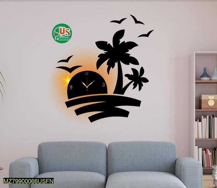 Sun rise art wooden 3D wall clock 1