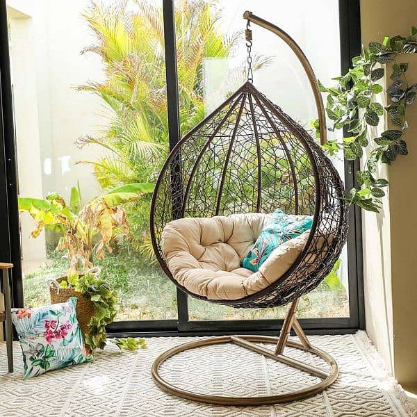 Swing Chair with stand & cushion, Hanging Jhoola,egg shape swing chair 10