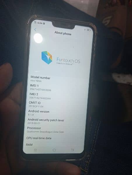 Vivo y 85 all ok not open 4+64 only phone 6