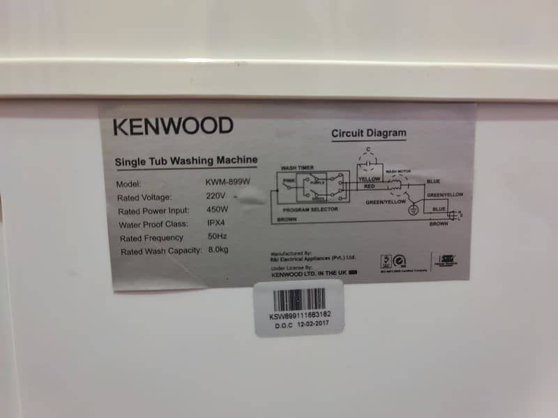 Kenwood Washing Machine KWM-899W 8