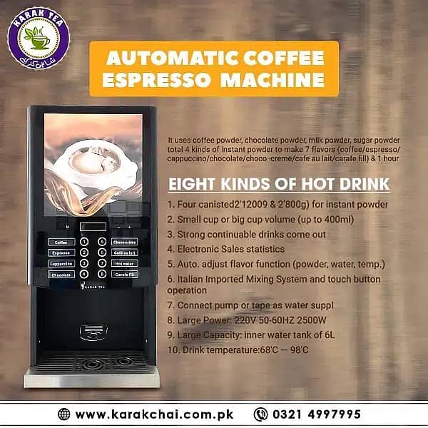 Tea and coffee machines 2,3,4,5  Option Flavours Machine 6