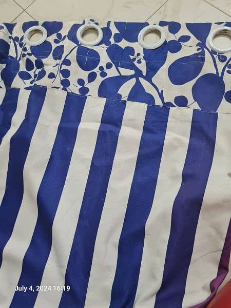 Blue printed curtains 8 feet 3 inch (width) 6 feet 11 inch (length) 1