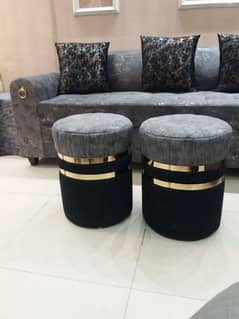 Two Round ottoman single seater Ss gold plated