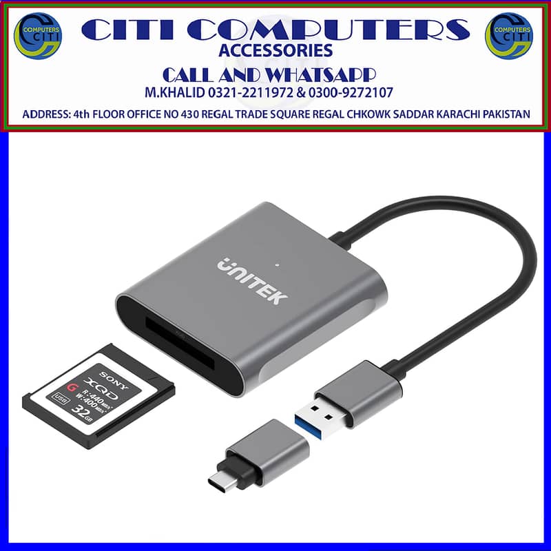Unitek XQD Card Reader, Unitek USB3.1 Gen1 Type A to XQD, Portable Al 3