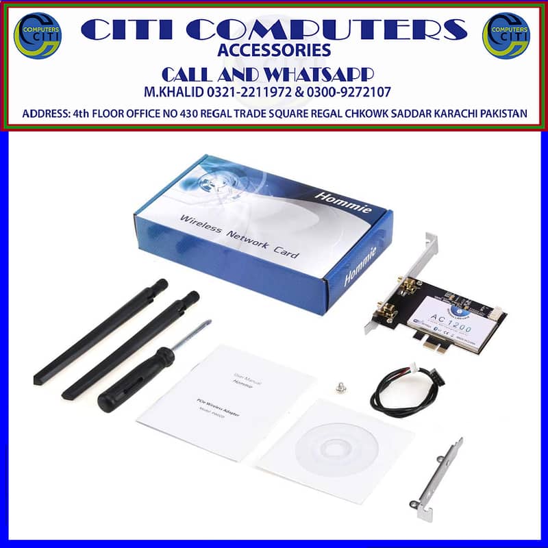 Hommie Dual-Band WiFi Card AC 1200Mbps Wireless PCI Express Network A 2