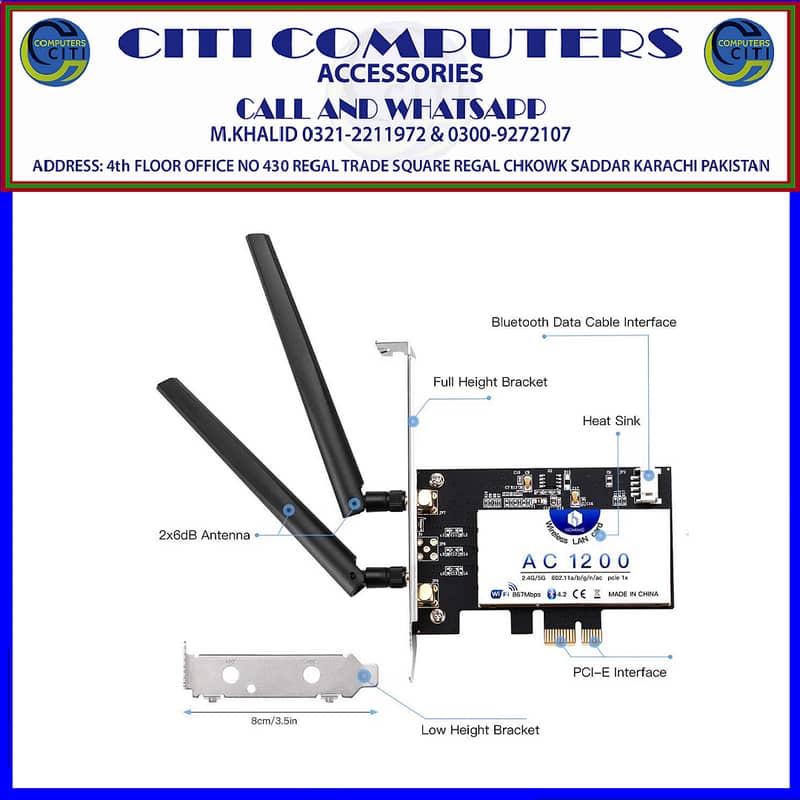 Hommie Dual-Band WiFi Card AC 1200Mbps Wireless PCI Express Network A 3